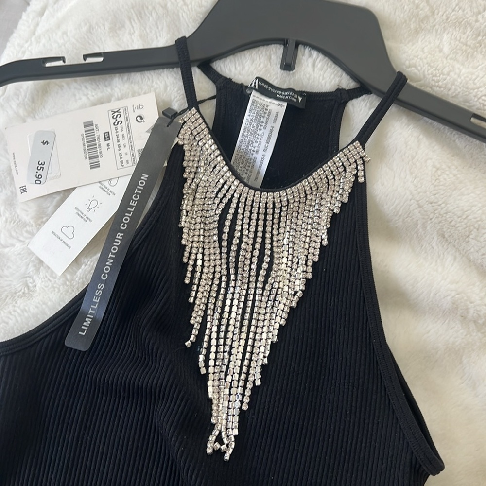 Zara Rhinestone Haltertop NWT - Picture 3 of 6